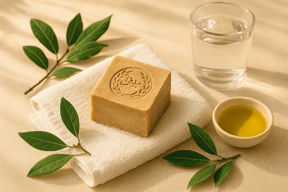 A calming skincare scene designed for eczema relief.