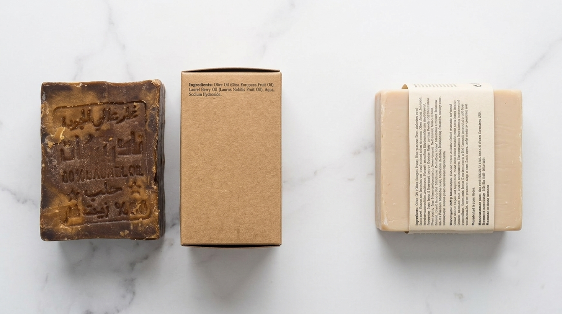 Avlia 60% Laurel Oil authentic Aleppo Soap versus generic multi-ingredient industrial soap editorial comparison