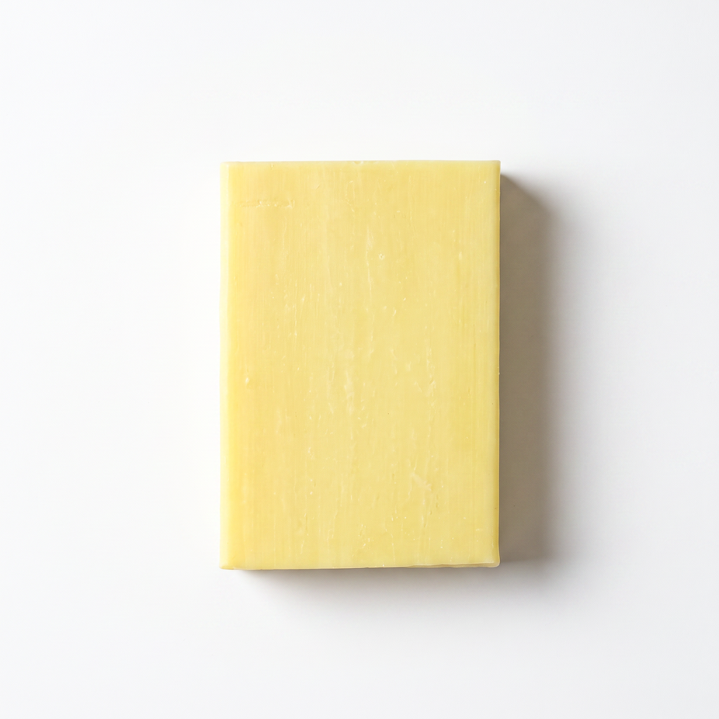 Avlia Lemon Soap Bar, 100g cold-process handmade soap on a clean white background, e-commerce hero shot