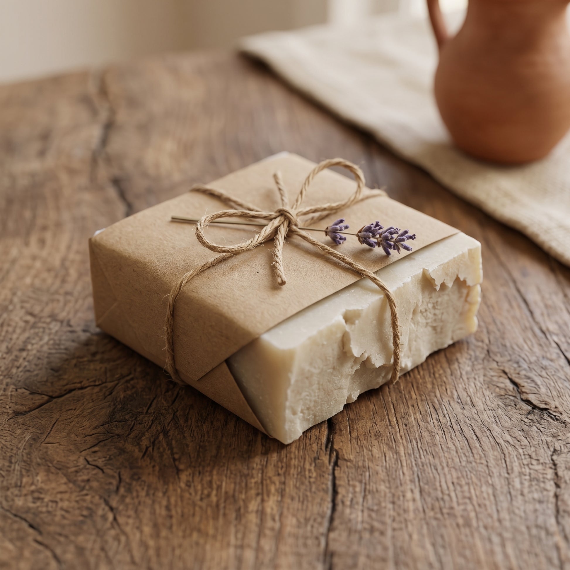 Avlia donkey milk soap wrapped as a simple kraft-paper gift, presented as a rare find.