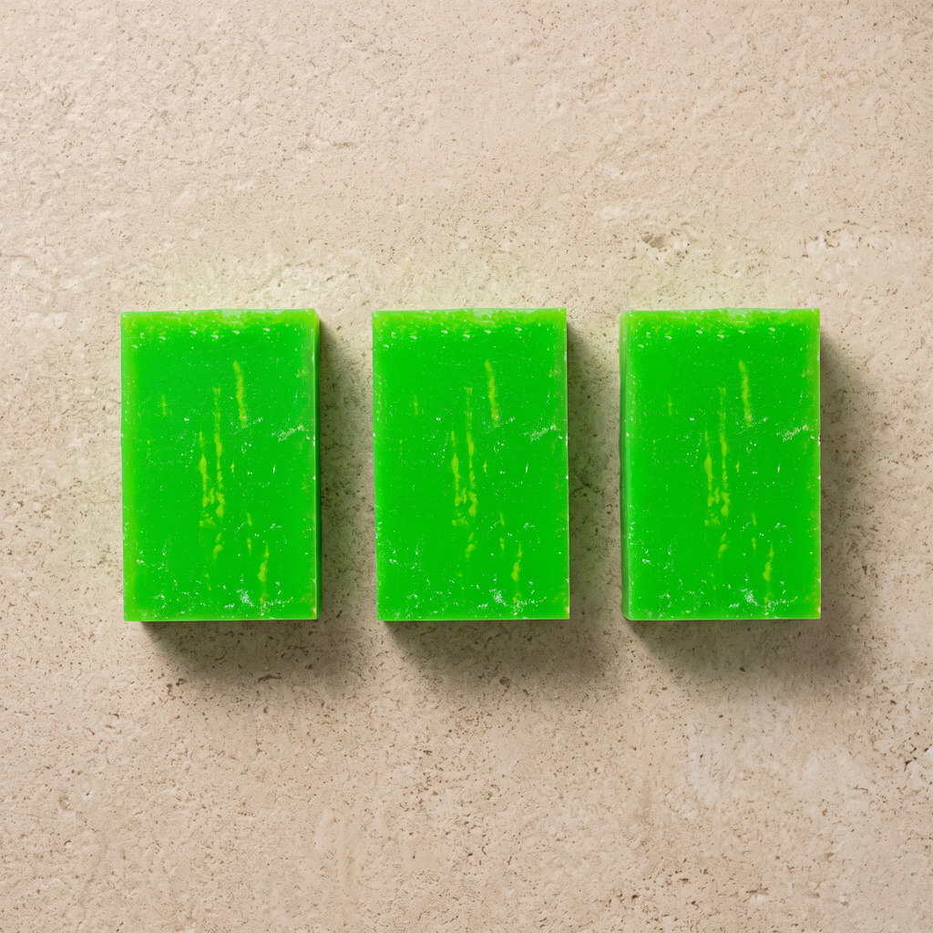 Avocado Oil Soap Bar shown with the full Bursa Collection range in an overhead catalogue layout