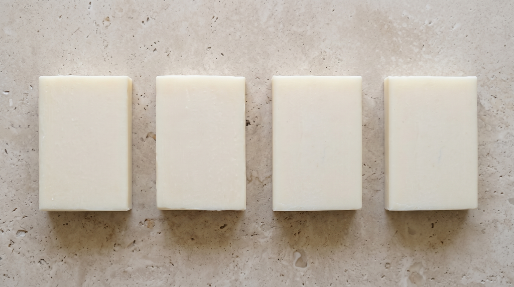 Donkey Milk Soap shown with the full Bursa Collection range in an overhead catalogue layout