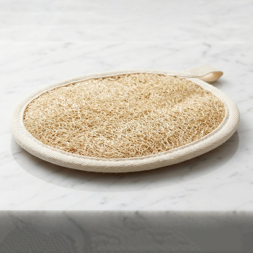 Natural Loofah Pad with Terry Back — Eco Exfoliating Sponge