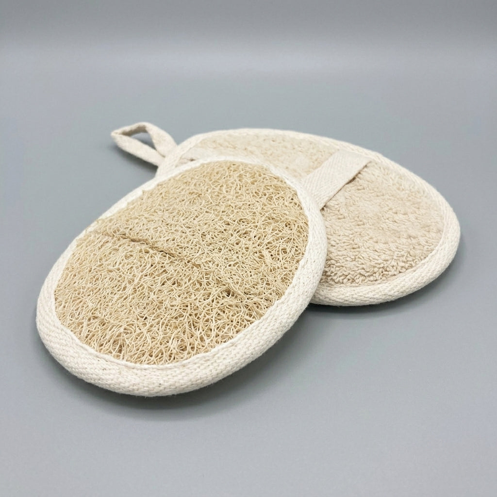 Natural Loofah Pad with Terry Back — Eco Exfoliating Sponge