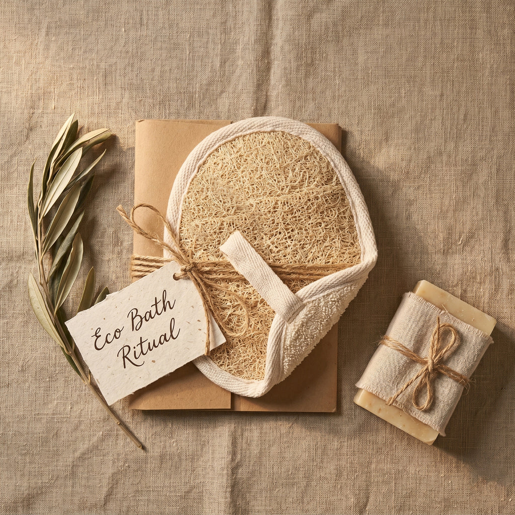 Natural Loofah Pad with Terry Back — Eco Exfoliating Sponge