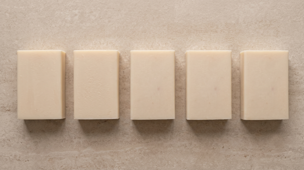 Goat Milk Soap shown with the full Bursa Collection range in an overhead catalogue layout