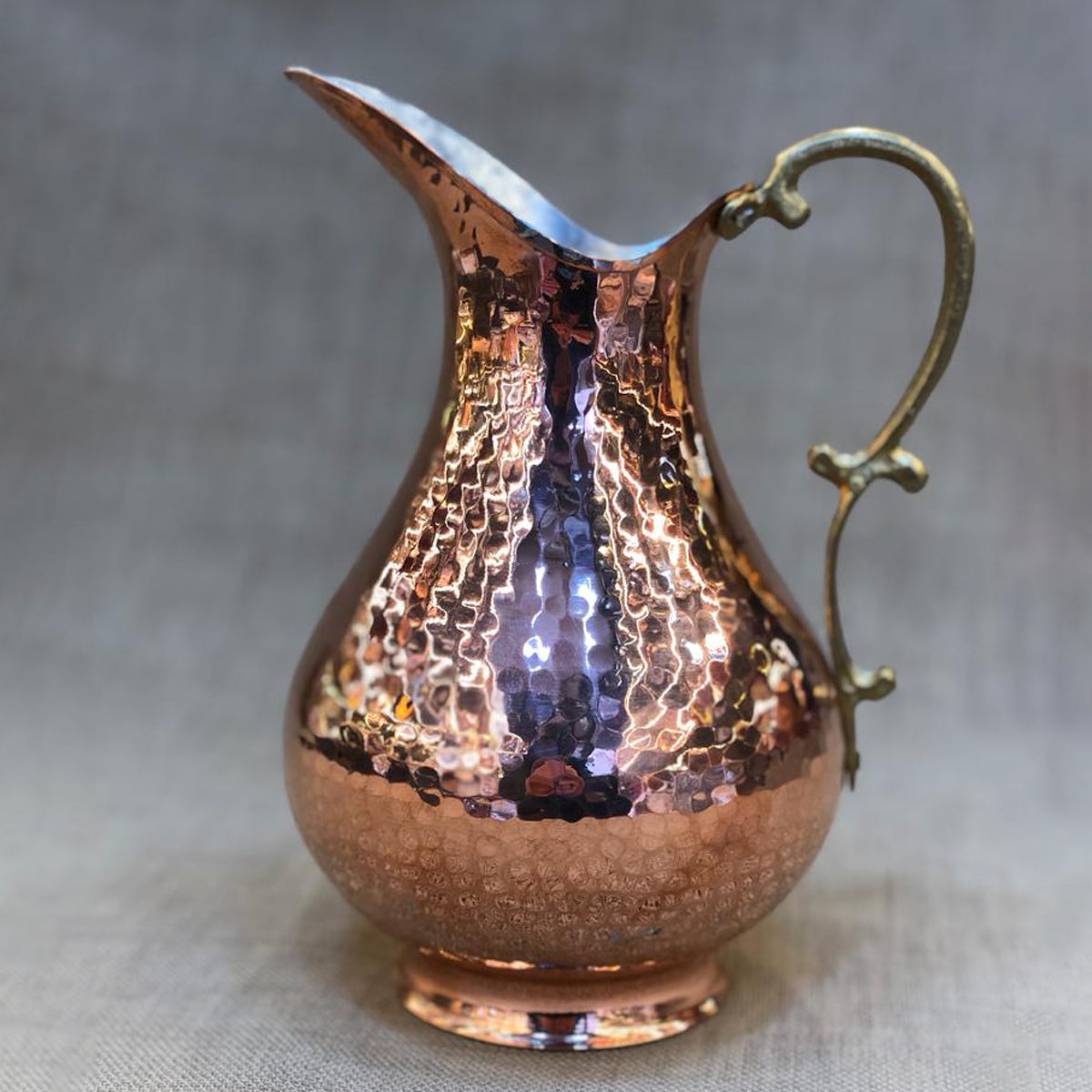 Hand-Hammered Turkish Copper Pitcher | Tin-Lined, Daily Use