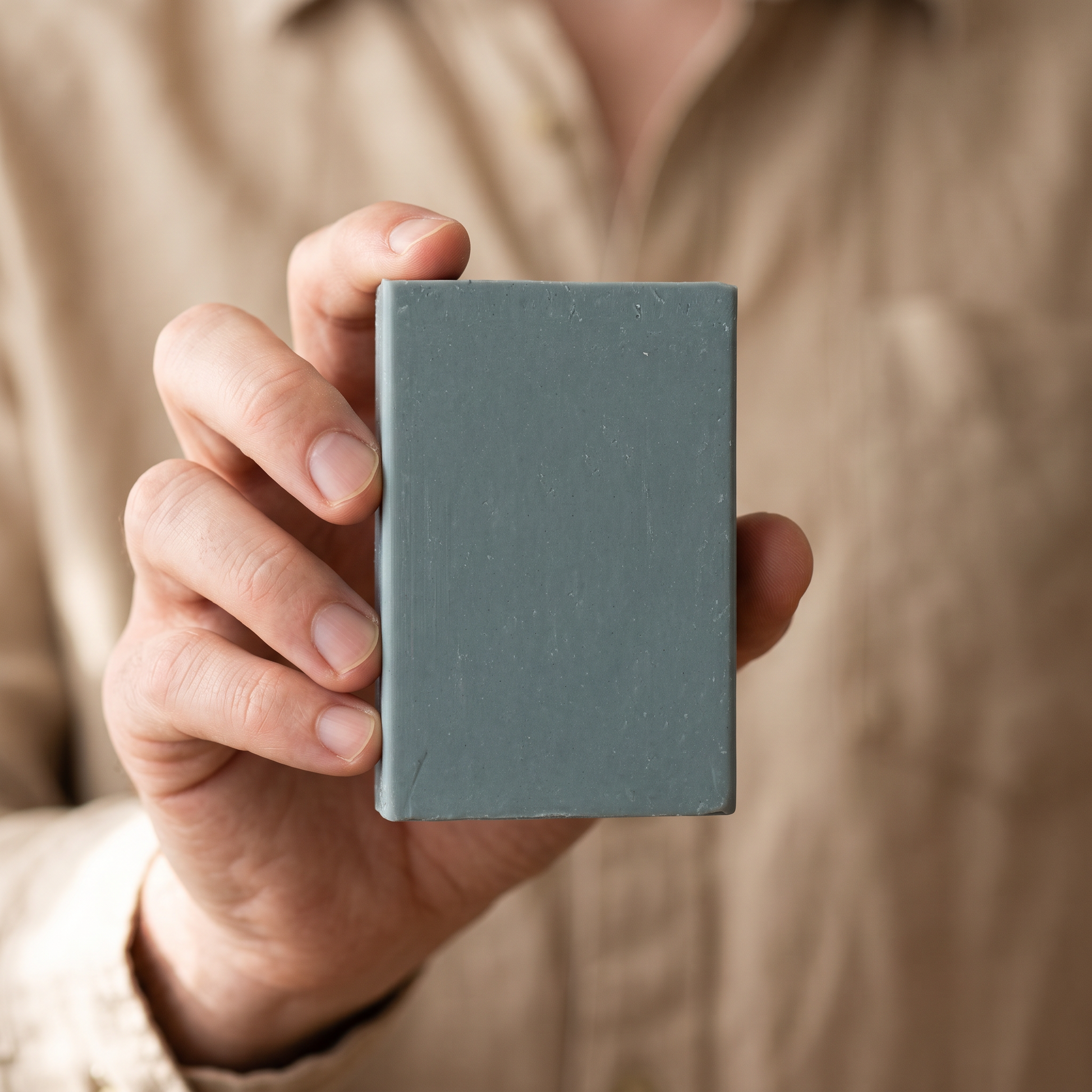 Hand holding Avlia Retinol Soap Bar showing actual size
