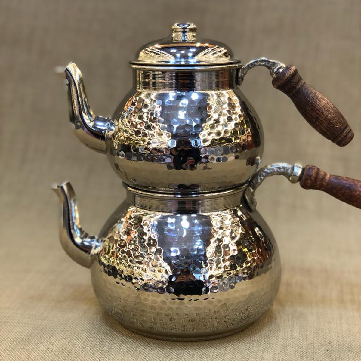 Handcrafted Turkish Copper Tea Set - Hammered Çaydanlik Made in Turkey
