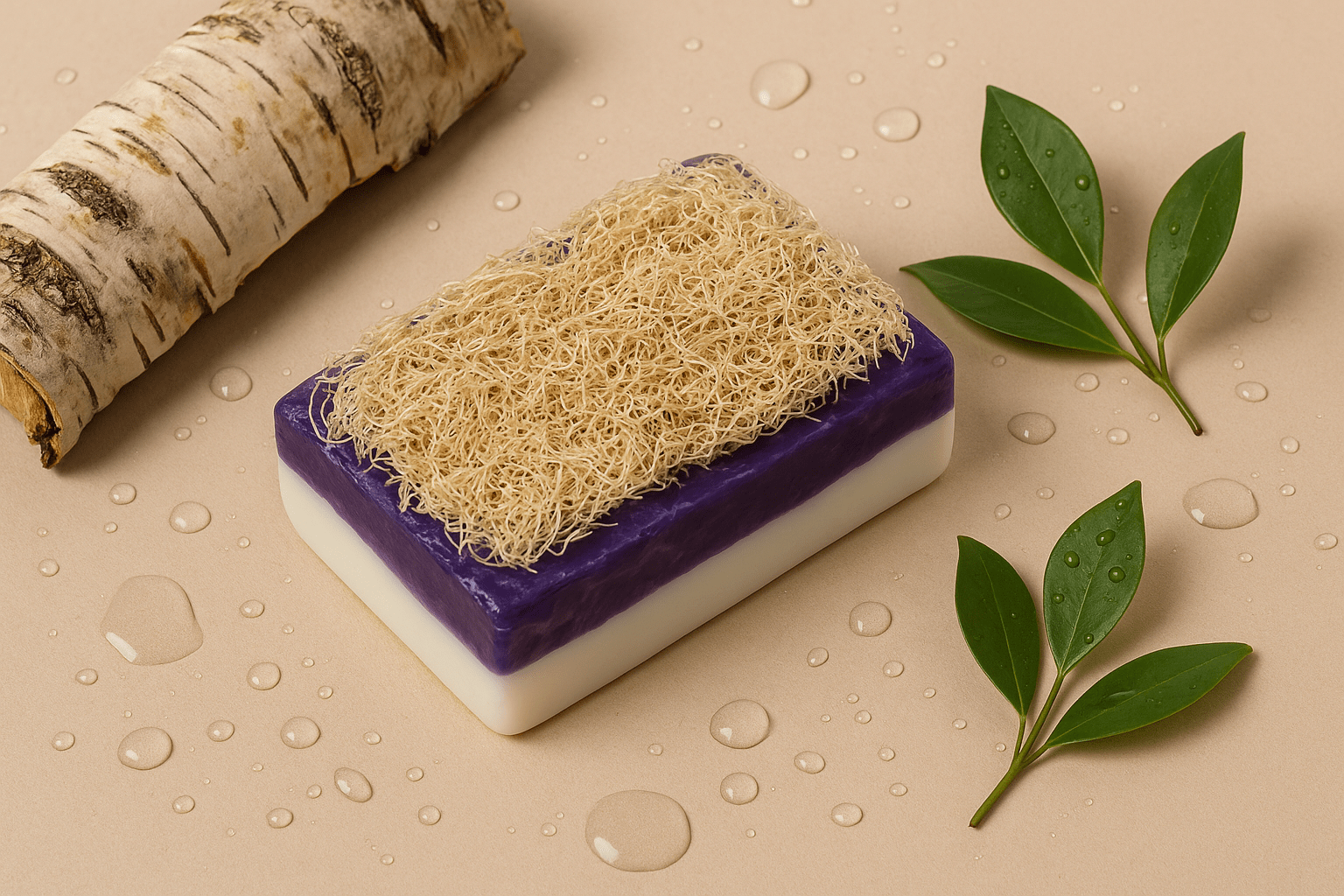 Handmade donkey milk and lavender loofah soap