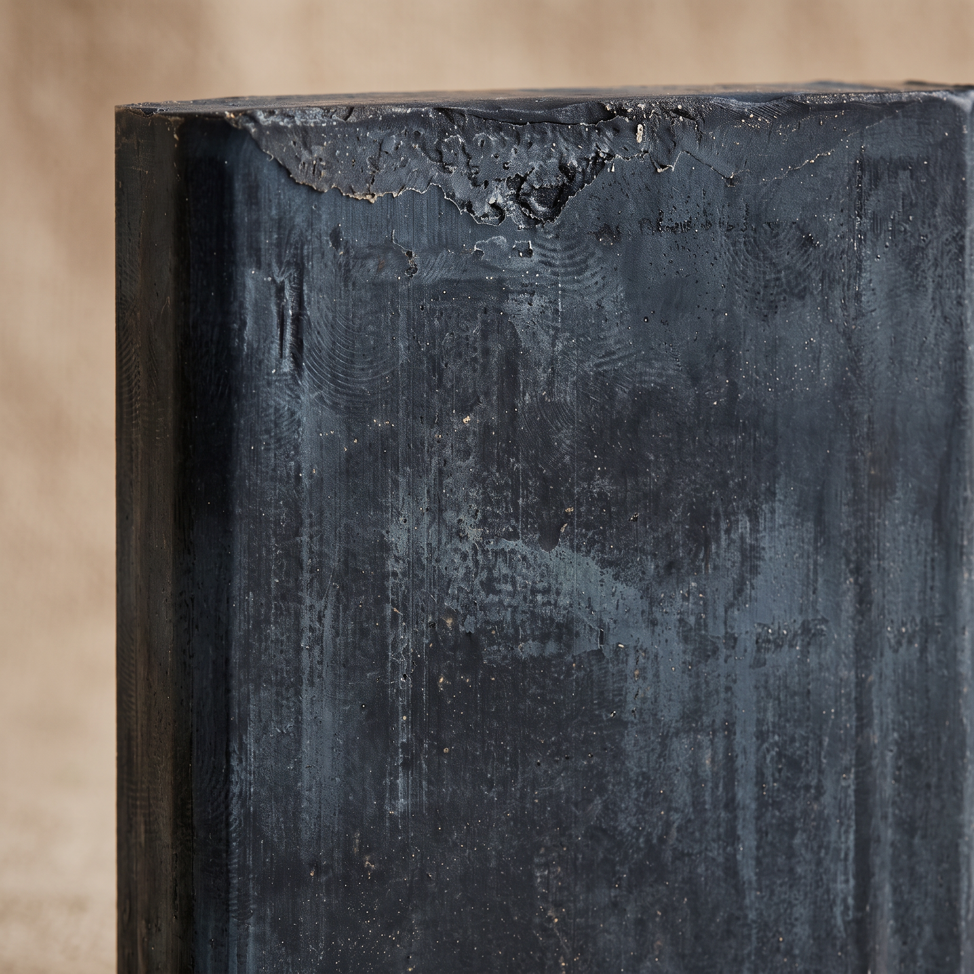 Macro close-up of hand-cut edge of Avlia African Black Soap Bar