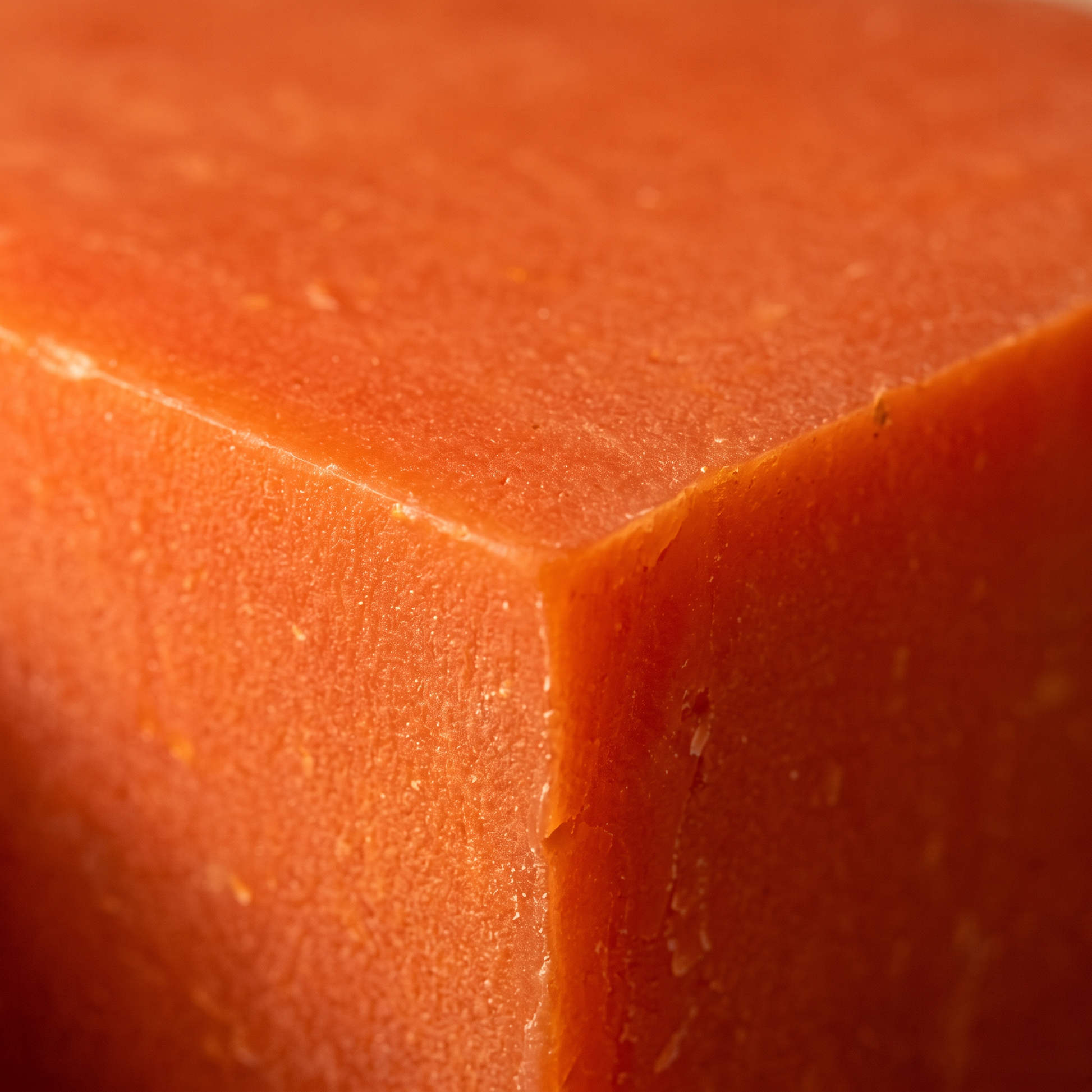 Macro close-up of hand-cut edge of Avlia Kojic Acid & Turmeric Soap Bar