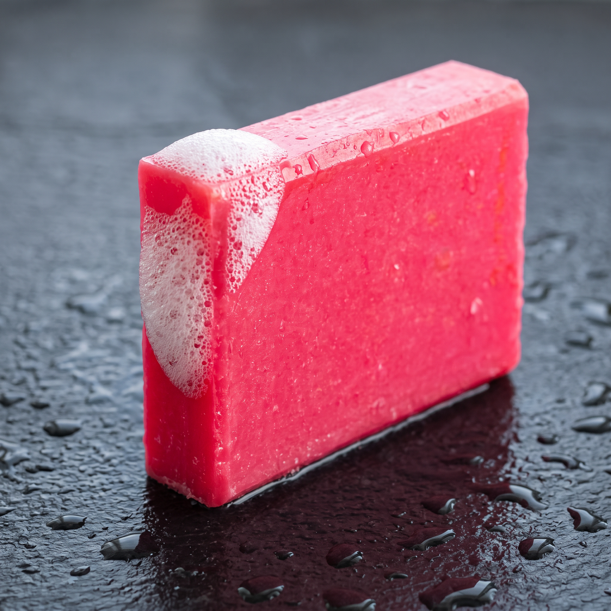 Avlia Salicylic Acid Soap Bar lathering with dense white foam on wet stone