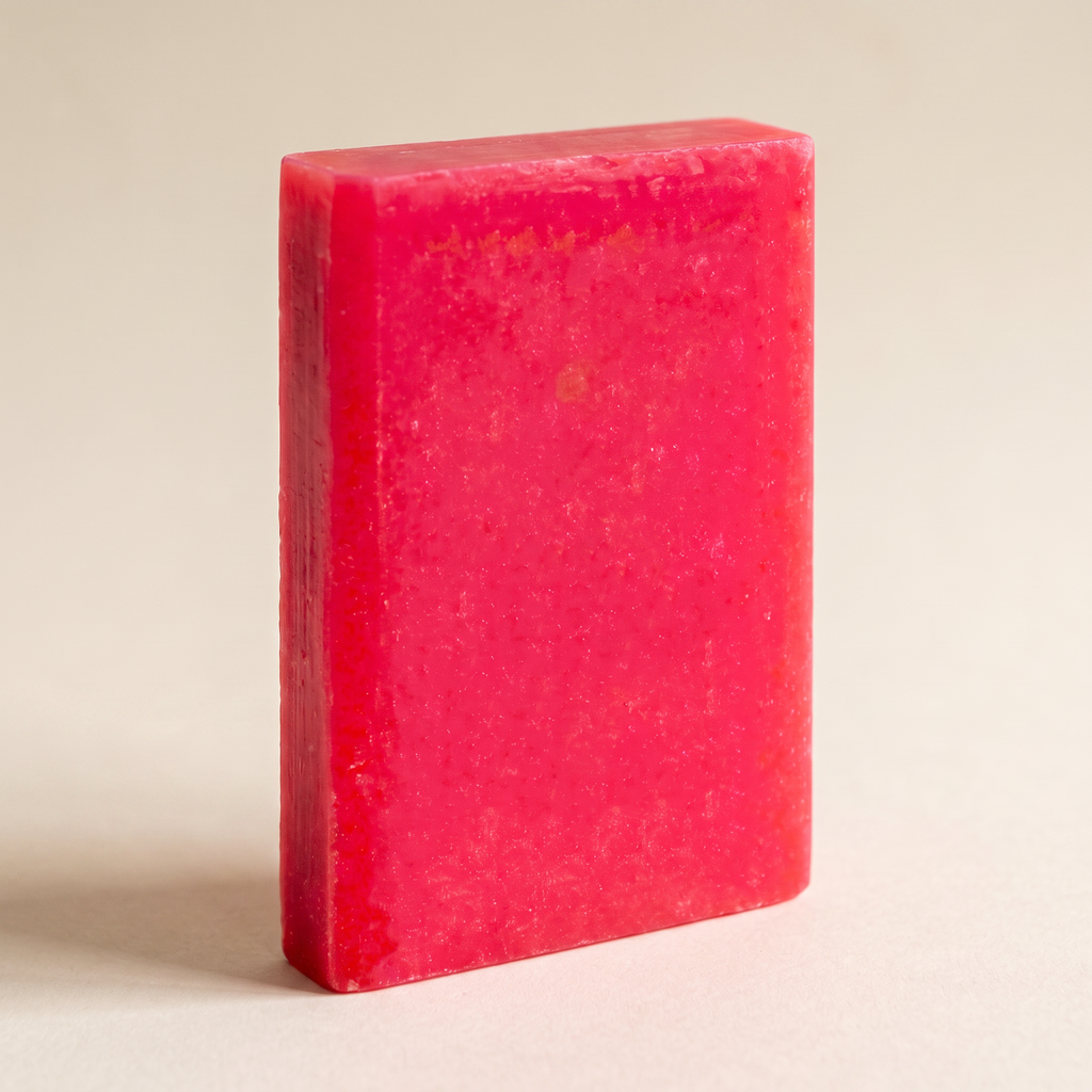 Avlia Salicylic Acid Soap Bar standing on edge showing hand-cut thickness