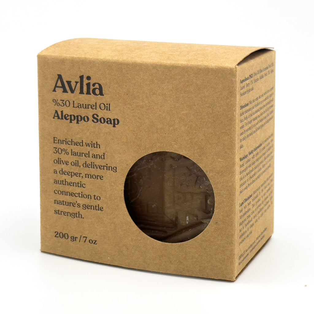 Avlia Aleppo Soap Bar – 30% Laurel Oil – Olive Oil-Based, Handmade, Natural Soap