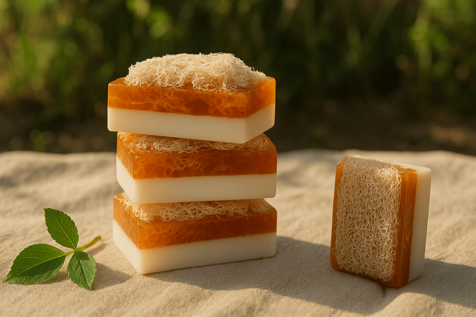 Strawberry extract loofah soap with donkey milk and natural fibers 2