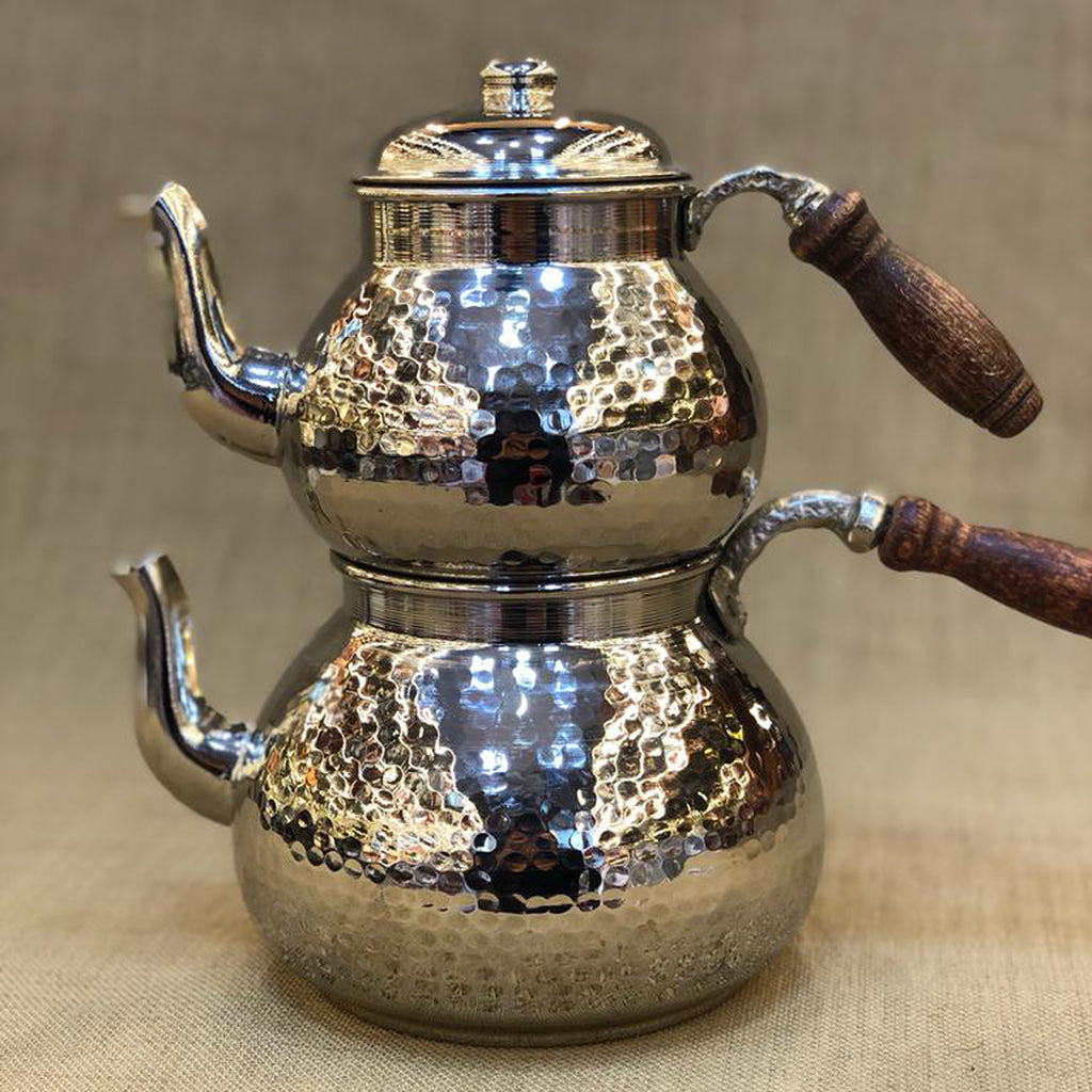 Handcrafted Turkish Copper Tea Set - Hammered Çaydanlik Made in Turkey