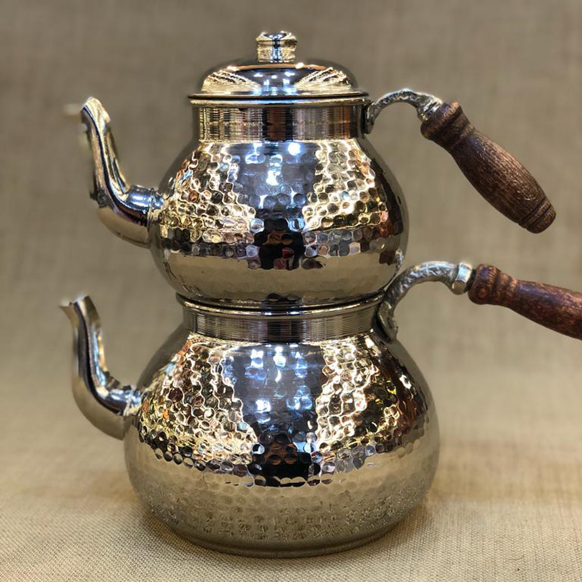 Handcrafted Turkish Copper Tea Set - Hammered Çaydanlik Made in Turkey