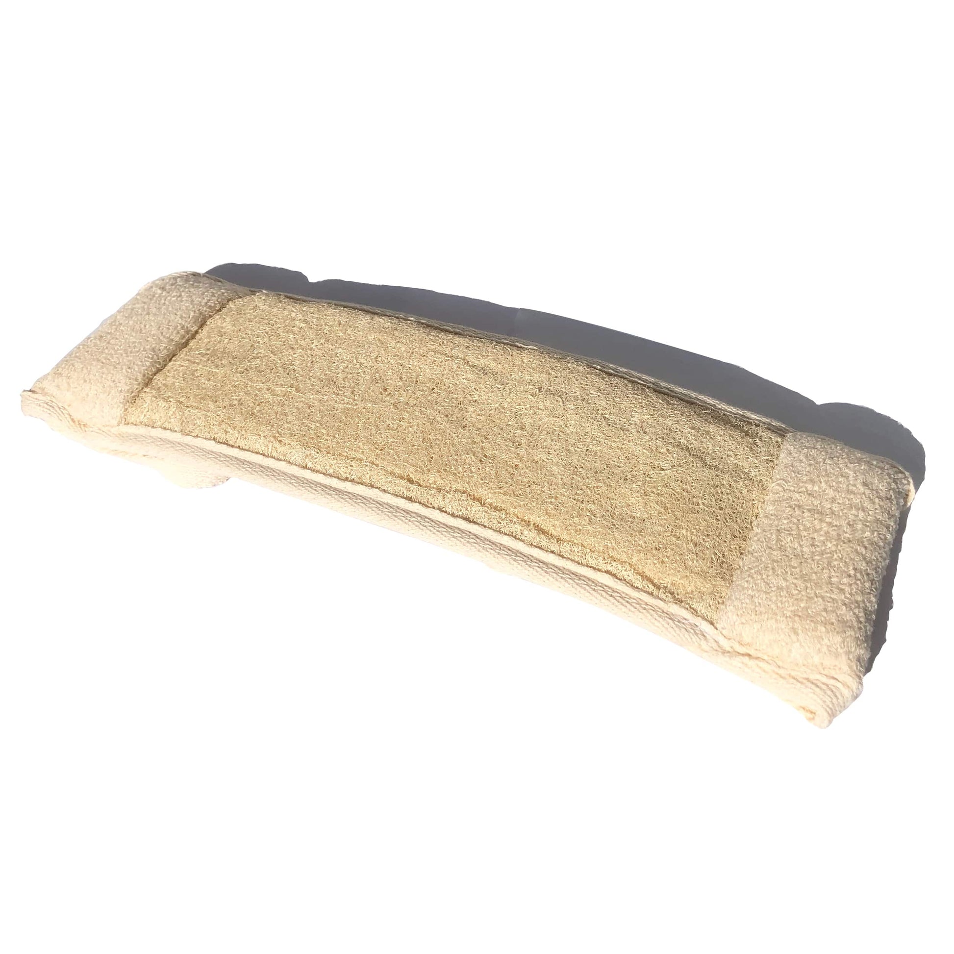 natural loofah back scrubber with cotton handles handmade in Turkey